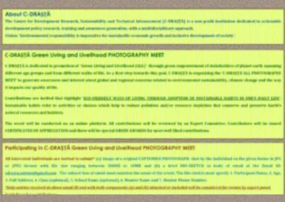 C-DRAṢṬᾹ Green Living and Livelihood PHOTOGRAPHY MEET (June-July 2023) | Drasta